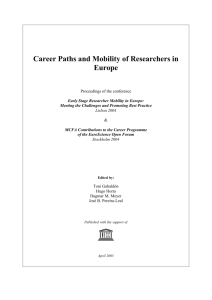 Career Paths and Mobility of Researchers in Europe , Toni