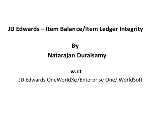 JD Edwards – Item Balance/Item Ledger Integrity