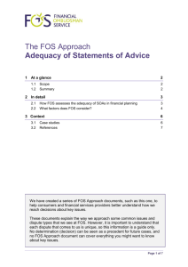 The FOS Approach Adequacy of Statements of Advice