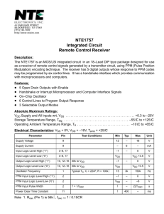 NTE1757 Integrated Circuit Remote Control Receiver