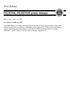Federal Reserve Announces Amounts of Term Auction Facility (TAF