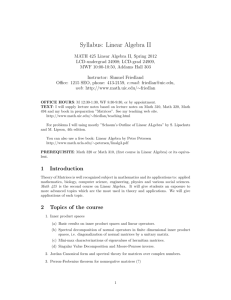 Syllabus: Linear Algebra II