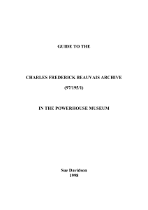 GUIDE TO THE CHARLES FREDERICK BEAUVAIS ARCHIVE (97