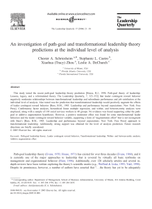 An investigation of path-goal and transformational leadership theory