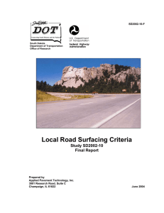 Local Road Surfacing Criteria - South Dakota Department of