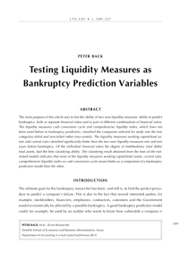 Testing Liquidity Measures as Bankruptcy Prediction Variables