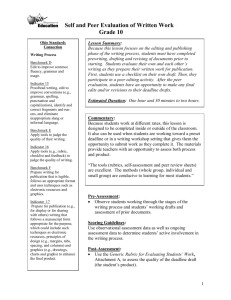 Self and Peer Evaluation of Written Work– Grade 10