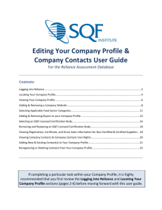 Editing Your Company Profile & Company Contacts User Guide