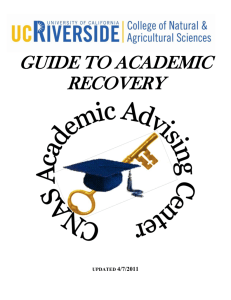 Guide to Academic Recovery - CNAS Undergraduate Academic
