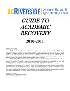 Guide to Academic Recovery - CNAS Undergraduate Academic