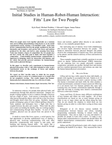 Initial Studies in Human-Robot-Human Interaction: Fitts' Law for Two