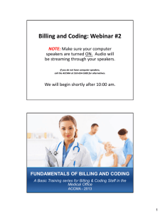 Billing and Coding: Webinar #2