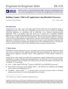 Building Complex VDK/LwIP Applications Using Blackfin