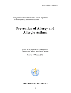 Prevention of Allergy and Allergic Asthma