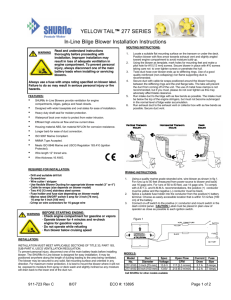 In-Line Bilge Blower Installation Instructions YELLOW TAIL™ 277