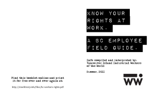 Know your rights at work. A BC employee field guide.