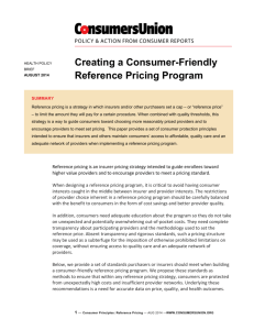 Creating a Consumer Friendly Reference Pricing Program