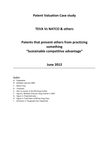 Patent Valuation Case study TEVA Vs NATCO & others Patents that