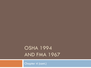 OSHA 1994 AND FMA 1967