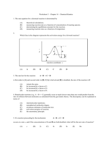 Worksheet 2 – Chapter 14 – Chemical Kinetics 1. The rate equation