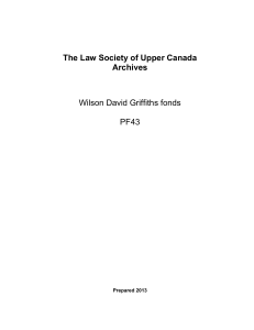 The Law Society of Upper Canada Archives Wilson David Griffiths