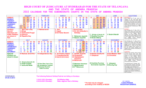 Andhra Pradesh High Court 2015 Calendar