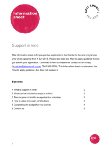 Support in kind - Arts Council England