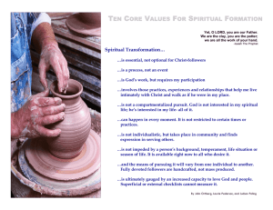 ten core values for spiritual formation