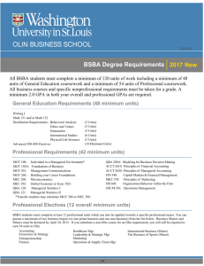 BSBA Degree Requirements 2017 New