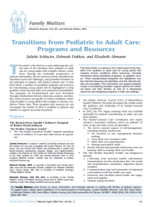 Transitions from Pediatric to Adult Care: Programs and Resources