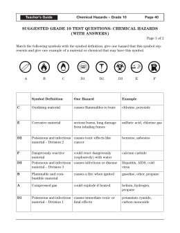 WHMIS and Safety Worksheet