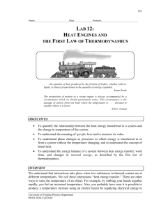 lab 12: heat engines and the first law of thermodynamics
