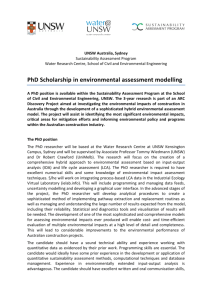 PhD Scholarship in environmental assessment modelling