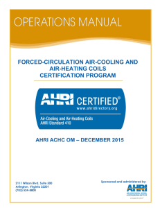AHRI Commercial Water Heater Certification Program OM Draft
