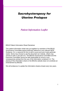 Sacrohysteropexy for Uterine Prolapse