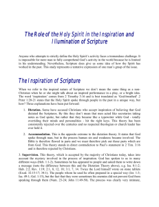 The Role of the Holy Spirit in the Inspiration and Illumination of