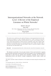 Interorganizational Networks at the Network Level