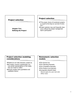 1 Project selection Project selection Project selection modeling
