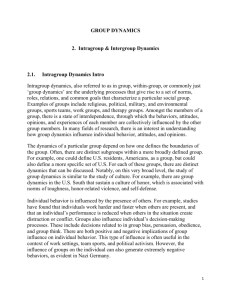 GROUP DYNAMICS 2. Intragroup & Intergroup Dynamics 2.1