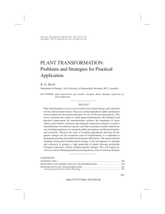 PLANT TRANSFORMATION: Problems and Strategies for