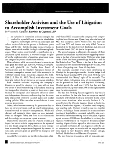 Shareholder Activism and the Use of Litigation to Accomplish