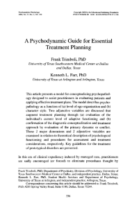 A Psychodynamic Guide for Essential Treatment Planning