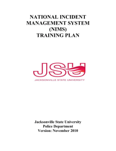 national incident management system (nims) training plan