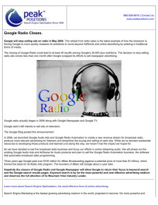 Google Radio Closes. - Peak Positions, LLC
