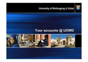 Your accounts @ UOWD - University of Wollongong in Dubai