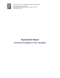 Psychometric Report Emotional Intelligence Test