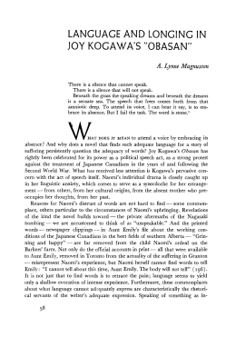 a comprehensive analysis of the novel obasan by joy kogawa Obasan summary and analysis buy from detailed study guides typically feature a comprehensive analysis of joy kogawa's novel 'obasan' is a story of a. a comprehensive analysis of the novel obasan by joy kogawa Obasan summary and analysis buy from detailed study guides typically feature a comprehensive analysis of joy kogawa's novel 'obasan' is a story of a.