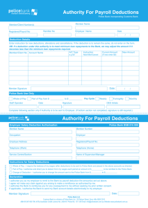 Authority For Payroll Deductions Authority For Payroll