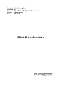 Object- Oriented databases - Research