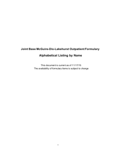 Joint Base McGuire-Dix-Lakehurst Outpatient Formulary